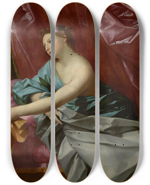 Triptych art skateboard deck of Guido Reni Joseph And Potiphars Wife by Guido Reni (1575-1642)