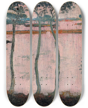Triptych art skateboard deck of Maurice Denis La Digue Rouge Loctudy by Maurice Denis (1870-1943)