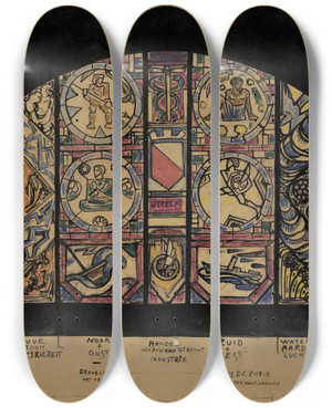 Triptych art skateboard deck of Richard Nicolas Roland Holst Ontwerp Voor Raam In Het Postkantoor Te Utrecht by Richard Nicolaus Roland Holst (1868-1938) Triptych art skateboard deck of Richard Nicolas Roland Holst Ontwerp Voor Raam In Het Postkantoor Te Utrecht by Richard Nicolaus Roland Holst (1868-1938)