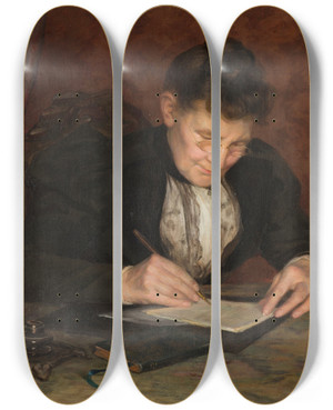 Triptych art skateboard deck of Elisabeth Frederica Kruseman Van Elten Portrait Of Margaretha Rudophina Westerman Holstijn by Elisabeth Frederica Kruseman Van Elten
