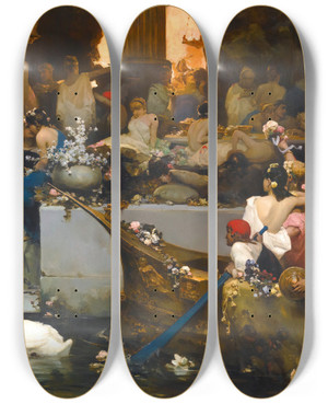 Triptych art skateboard deck of Wilhelm Kotarbiski Roman Orgy by Wilhelm Kotarbinski 2 (1849-1921)