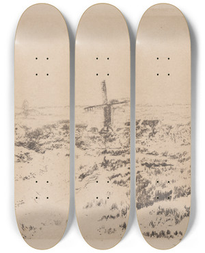 Triptych art skateboard deck of James Ensor De Molen Van Mariakerke by James Ensor (1860-1949)