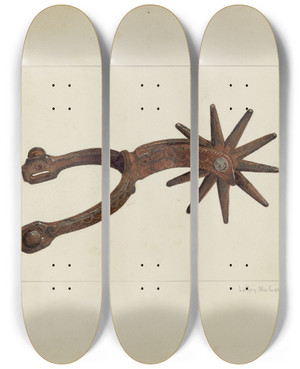 Triptych art skateboard deck of Leroy Mccarrel Spurs by Leroy Mccarrel
