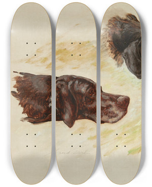 Triptych art skateboard deck of Maud Earl Lorne And Kate by Maud Earl (1864-1943)