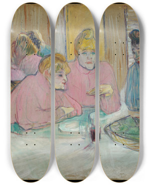 Triptych art skateboard deck of Henri De Toulouselautrec The Ladies In The Dining Room by Henri de Toulouse-Lautrec (1864-1901)