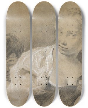 Triptych art skateboard deck of Giovanni Battista Piazzetta Boy With An Egg Girl With A Hen And A Watching Woman by Giovanni Battista Piazzetta (1682-1754) Triptych art skateboard deck of Giovanni Battista Piazzetta Boy With An Egg Girl With A Hen And A Watching Woman by Giovanni Battista Piazzetta (1682-1754)
