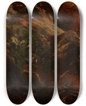 Triptych art skateboard deck of Jacquesraymond Brascassat Tronc Darbre Coup Avec Ses Racines by Jacques Raymond Brascassat (1804-1867)