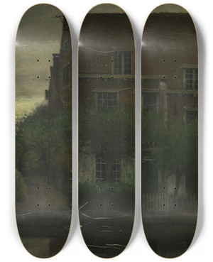 Triptych art skateboard deck of Eduard Karsen Overcast Day by Eduard Karsen (1860-1941)