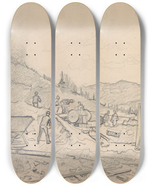 Triptych art skateboard deck of Ivan Ivanec W Grskim Kamienioomie by Ivan Ivanec (1893-1946)