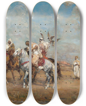 Triptych art skateboard deck of Henri Milien Rousseau La Chasse Au Faucon by Henri milien Rousseau (1875-1933) Triptych art skateboard deck of Henri Milien Rousseau La Chasse Au Faucon by Henri milien Rousseau (1875-1933)