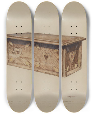 Triptych art skateboard deck of J Herman Mccollum Pa German Box by J Herman Mccollum