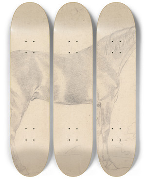 Triptych art skateboard deck of Sawrey Gilpin A Horse Facing Right by Sawrey Gilpin (1733-1807)