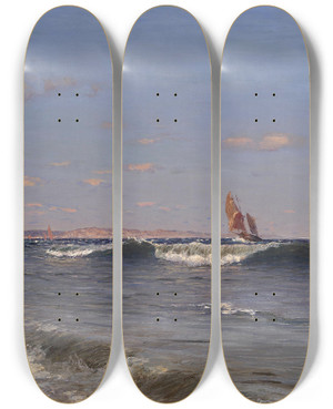 Triptych art skateboard deck of Nikolay Nikanorovich Dubovskoy Breaking Wave by Nikolay Nikanorovich Dubovskoy (1859-1918)