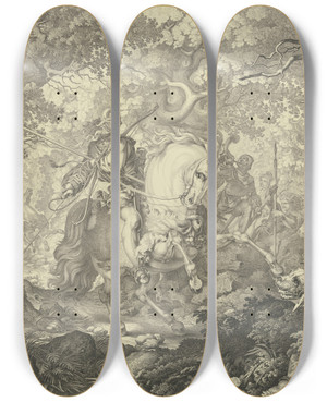 Triptych art skateboard deck of Ferdinand Fellner Siegfried With The Bear by Ferdinand Fellner (1799-1859) Triptych art skateboard deck of Ferdinand Fellner Siegfried With The Bear by Ferdinand Fellner (1799-1859)