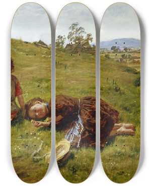 Triptych art skateboard deck of William Mctaggart Spring by William Mctaggart (1835-1910)