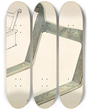 Triptych art skateboard deck of Arthur Stewart Amana Shoe Scraper by Arthur Stewart