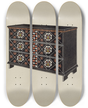 Triptych art skateboard deck of Martin Partyka Blanket Chest by Martin Partyka