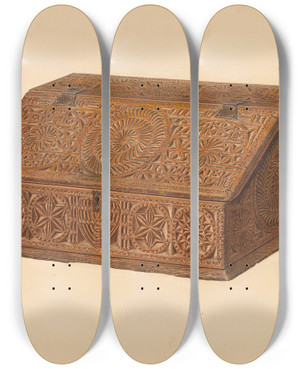 Triptych art skateboard deck of Harry Eisman Desk Box by Harry Eisman