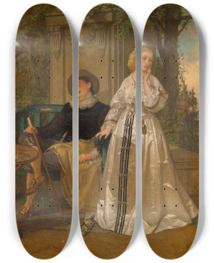 Triptych art skateboard deck of Joseph Lies A Contrast by Joseph Lies (1821-1865)