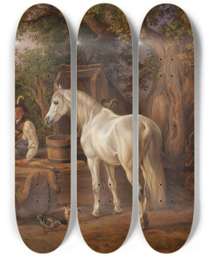 Triptych art skateboard deck of Albrecht Adam An Der Trnke by Albrecht Adam (1786-1862)