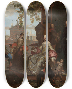Triptych art skateboard deck of Jan Van Kessel The Younger Family Portrait by Jan van Kessel the Younger (1654-1708)