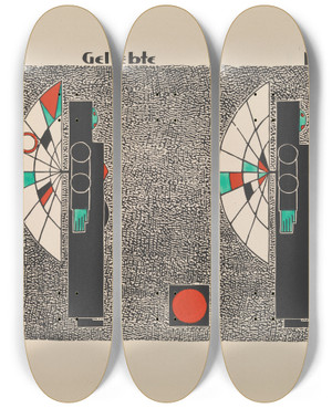 Triptych art skateboard deck of Lothar Schreyer Geliebte Mutter by Lothar Schreyer (1886-1966)