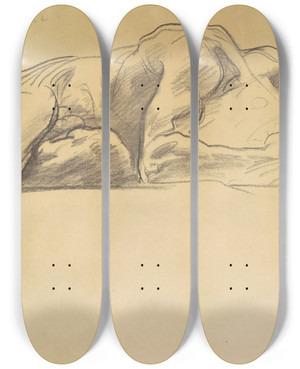 Triptych art skateboard deck of John Singer Sargent Study For Hell by John Singer Sargent (1856-1925)