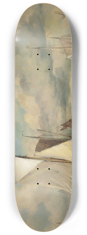 Edward William Cooke - Calm on Zuider Zee; A Zuider Zee fishing haven 8.25 inch art skate deck
