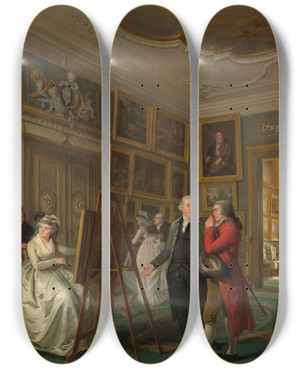 Triptych art skateboard deck of Adriaan De Lelie The Art Gallery Of Jan Gildemeester Jansz by Adriaan de Lelie (1755-1820)