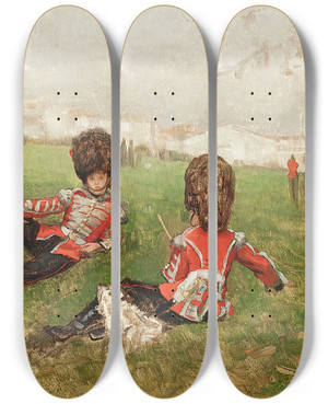 Triptych art skateboard deck of James Tissot Coldstream Fifers St Jamess Park London by James Tissot (1836-1902)