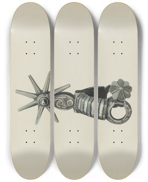 Triptych art skateboard deck of Albert Pratt Spur by Albert Pratt