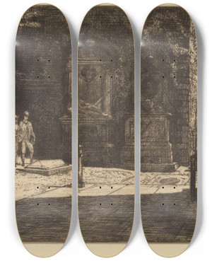 Triptych art skateboard deck of Percy Thomas The Temple London_3 by Percy Thomas