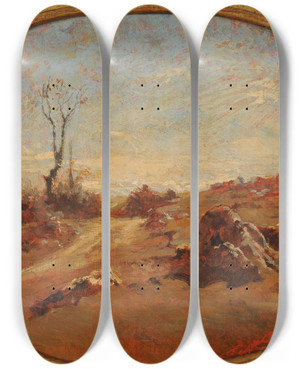 Triptych art skateboard deck of Franoisauguste Ravier Automne Larbre by Franois-Auguste Ravier (1814-1895)