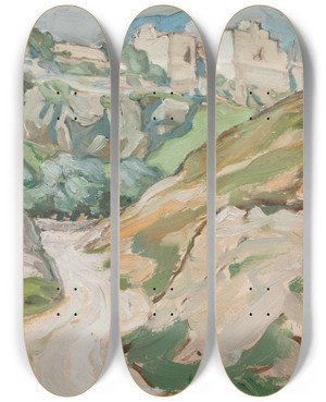 Triptych art skateboard deck of Anna Boberg The Road To Jerusalem Study by Anna Boberg (1864-1935)