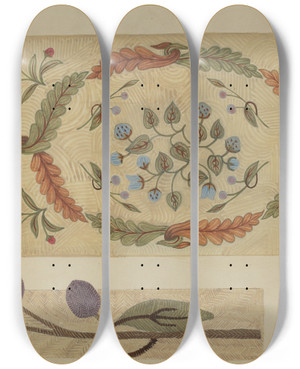 Triptych art skateboard deck of Jules Lefevere Embroidered Rug by Jules Lefevere