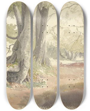 Triptych art skateboard deck of Robert Hills Beech Trees by Robert Hills (1769-1844)