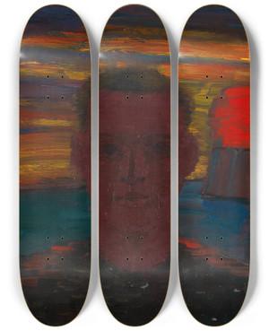 Triptych art skateboard deck of Karl Wiener Mnnliches Portrt_1 by Karl Wiener (1901-1949)