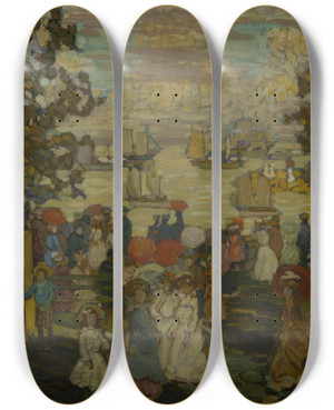 Triptych art skateboard deck of Maurice Prendergast Salem Willows by Maurice Prendergast (1858-1924)