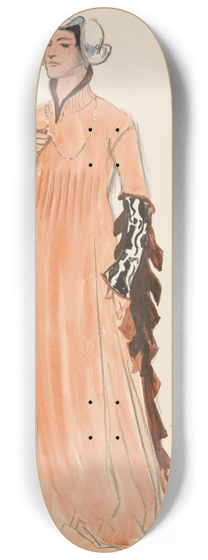 Edwin Austin Abbey - A Lady, costume sketch for Henry Irvings Planned Production of King Richard II 8.25 inch art skate deck