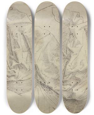 Triptych art skateboard deck of Hans Brosamer A Pleated Cloth by Hans Brosamer (1495-1554)