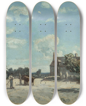 Triptych art skateboard deck of Johan Barthold Jongkind Saintparizelechtel by Johan Barthold Jongkind (1819-1891)