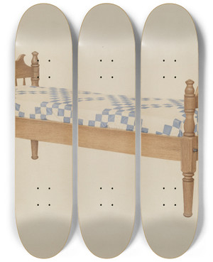 Triptych art skateboard deck of Grace Bolser Small Day Bed by Grace Bolser