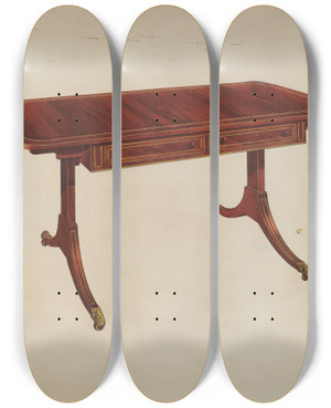 Triptych art skateboard deck of Arthur Mathews Table by Arthur Mathews