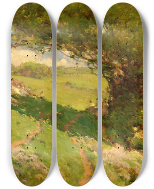 Triptych art skateboard deck of William Henry Holmes The Wanderlusters Rest by William Henry Holmes (1846-1933)
