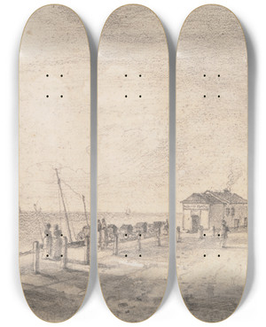 Triptych art skateboard deck of Thomas Hastings Hastings 9 October 1820 by Thomas Hastings (1778-1854)