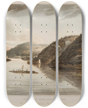 Triptych art skateboard deck of William Guy Wall View Near Fort Montgomery by William Guy Wall (1792-1864)