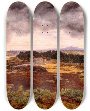 Triptych art skateboard deck of William Davis View From Bidston Hill by William Davis (1812-1873)