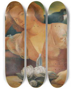 Triptych art skateboard deck of Viktor Planckh Die Gattin Des Knstlers Mit Blumen by Viktor Planckh (1904-1941)