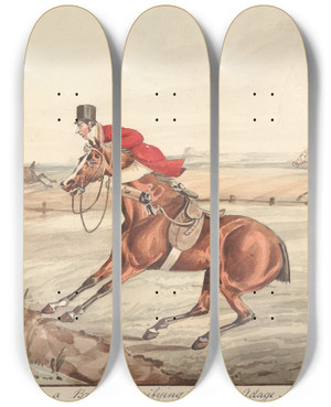 Triptych art skateboard deck of Henry Thomas Alken Qualified Horses And Unqualified Riders Faceing A Brook Verifying The Old Adage Look Before You Leap by Henry Thomas Alken (1785-1851) Triptych art skateboard deck of Henry Thomas Alken Qualified Horses And Unqualified Riders Faceing A Brook Verifying The Old Adage Look Before You Leap by Henry Thomas Alken (1785-1851)