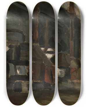 Triptych art skateboard deck of Nikolai Triik Interjr by Nikolai Triik (1884-1940)